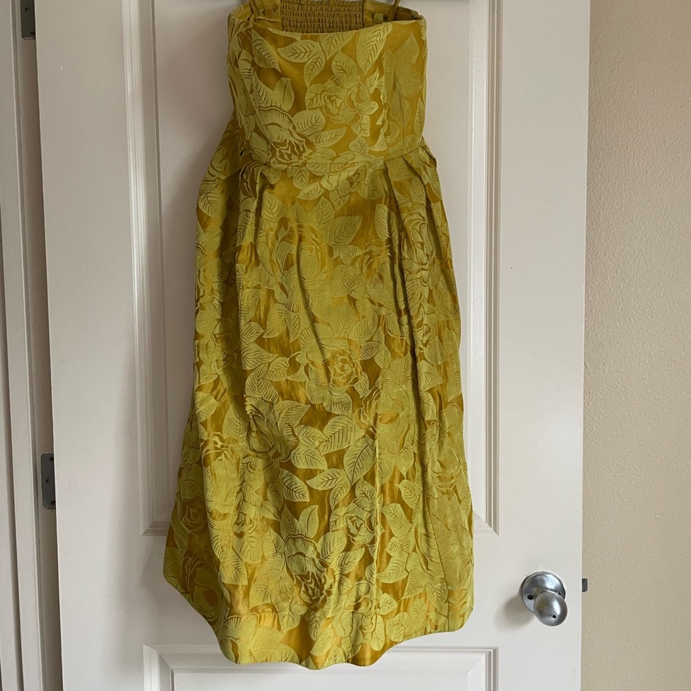 Maeve Strapless Yellow Floral Dress